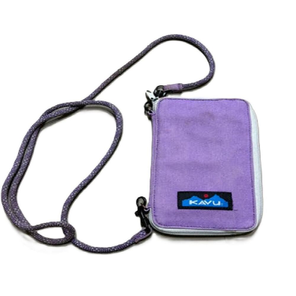 KAVU Go Time Crossbody Wallet Bag Purple Canvas removable strap BM1